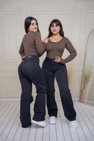 Wide leg Brasil (grafito oscuro)