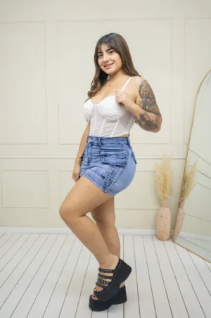 Falda Short Hanny (celeste) - 46