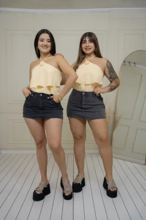 Falda short Panamá (grafito) - 42