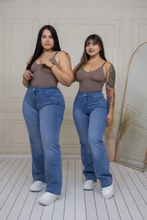 Wide leg Polonia (celeste medio) - 46