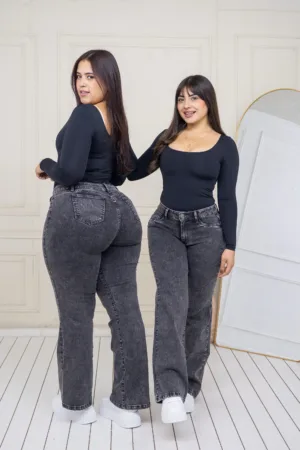 Wide Leg Boston (gris/tiro medio) - 42