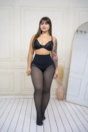 Pantys efecto piel con polar interior y faja (varillas)